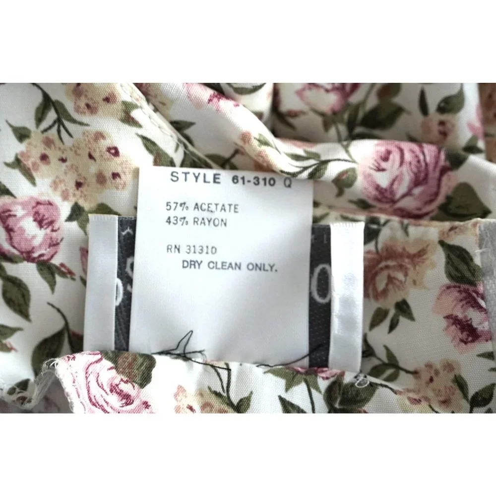 Vintage Paquette Too! Floral Dress with Rosette and Lace Collar Garden Cottage T - Picture 10 of 14